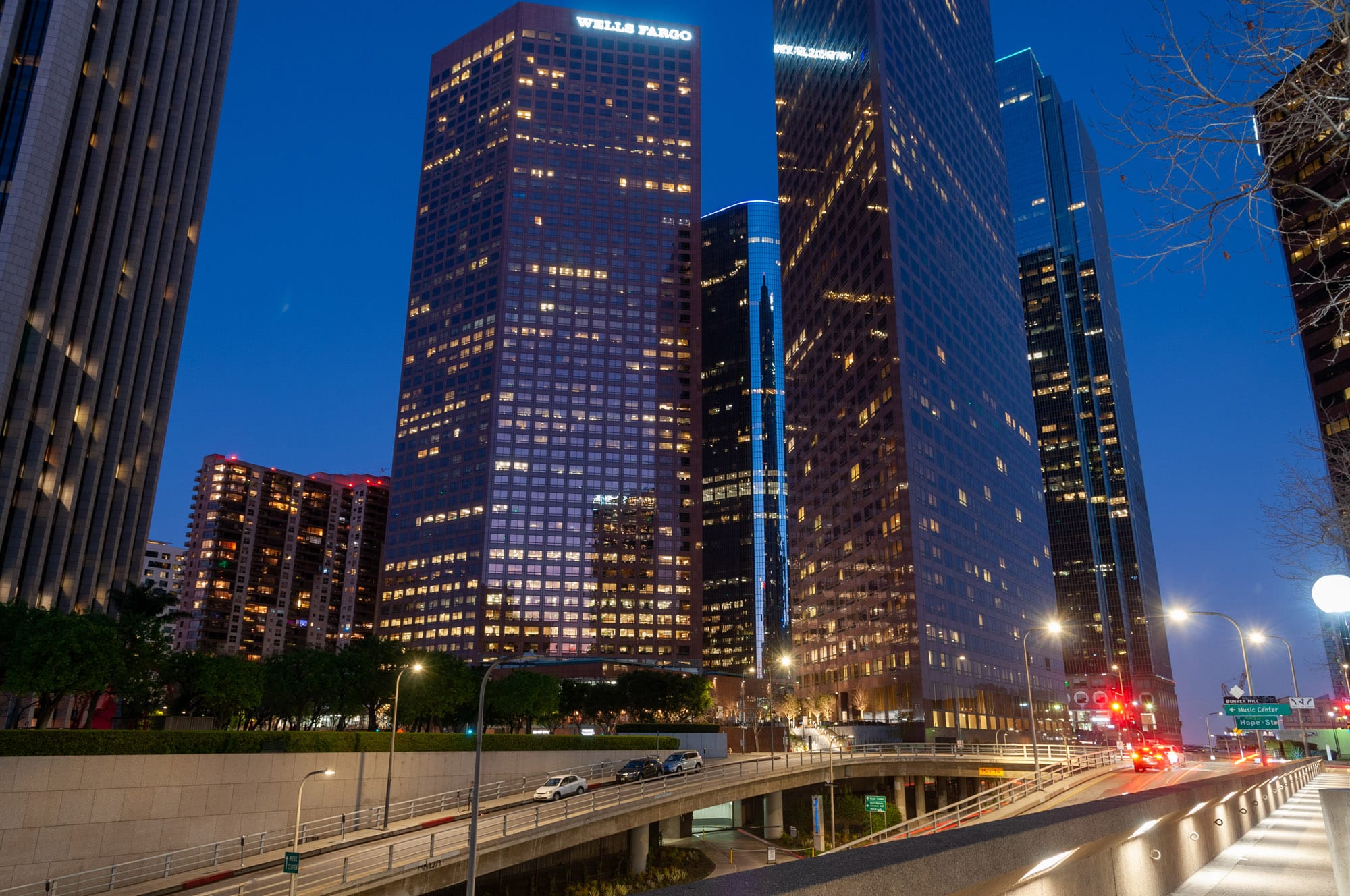 Downtown Los Angeles at night time