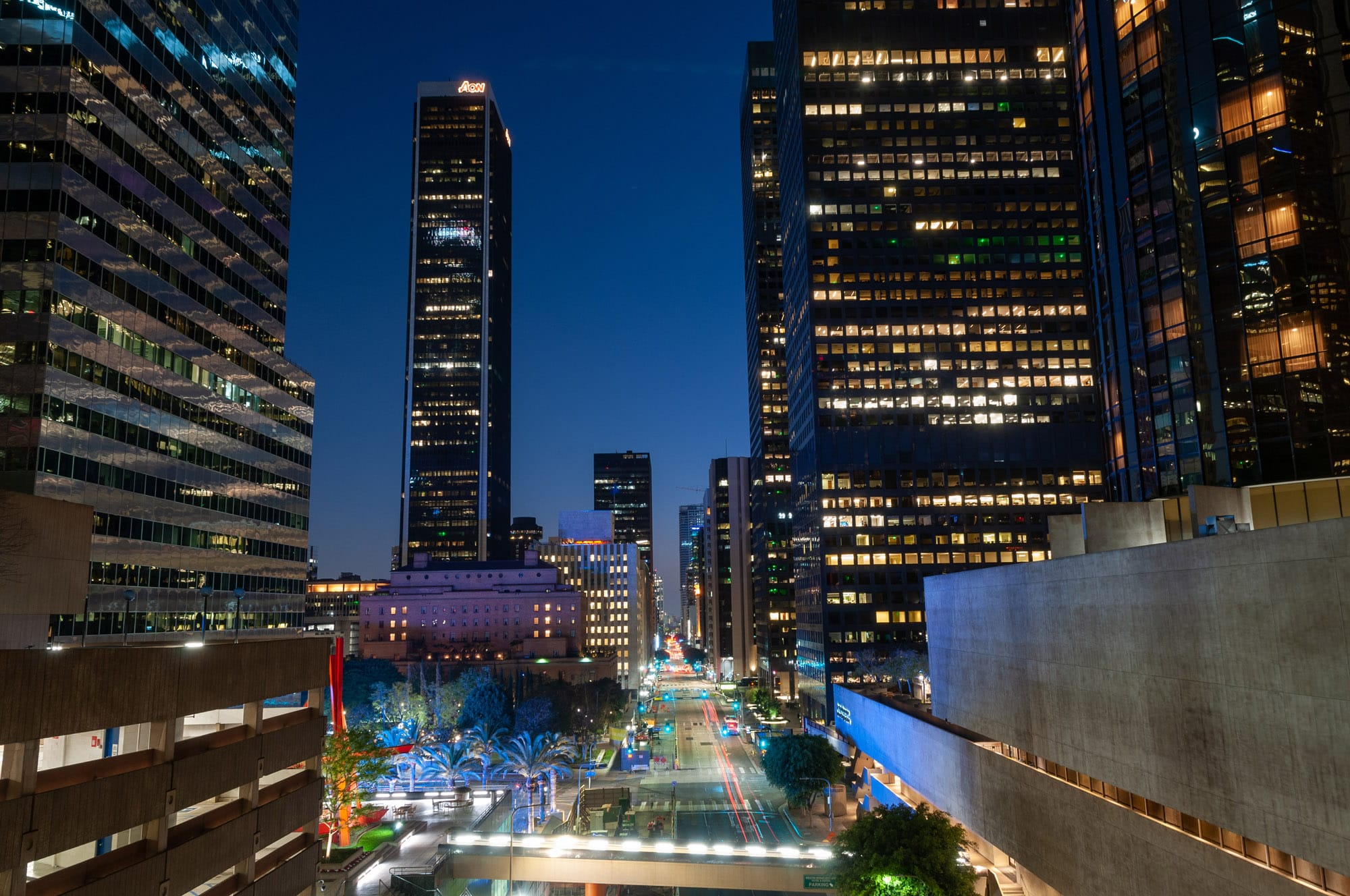 Downtown Los Angeles at night time